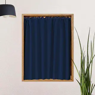 TSUMUGI 遮光カフェカーテン 日本製 遮光1級 防炎 ネイビー 幅100cm×丈140cm | 【リーチェ】受注生産（オーダーメイド）　【1枚】　間仕切り　目隠し 14色から選べる　遮熱　小窓　出窓　省エネ　突っ張り棒に通して使う