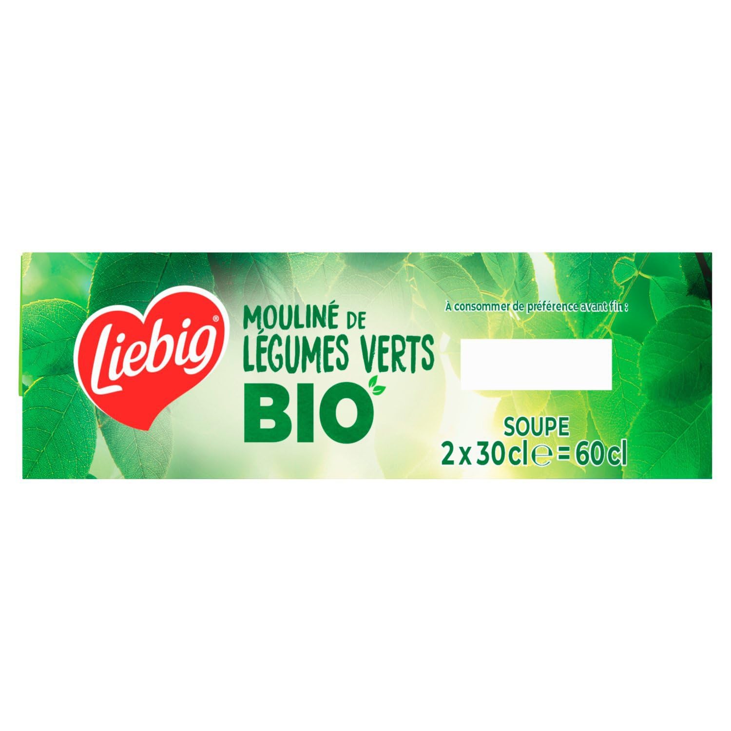 LIEBIG - Soupe Mouliné de Légumes Verts Bio Courgette Brocoli et Épinard - les 2 briques de 30cl - Le Lot De 4