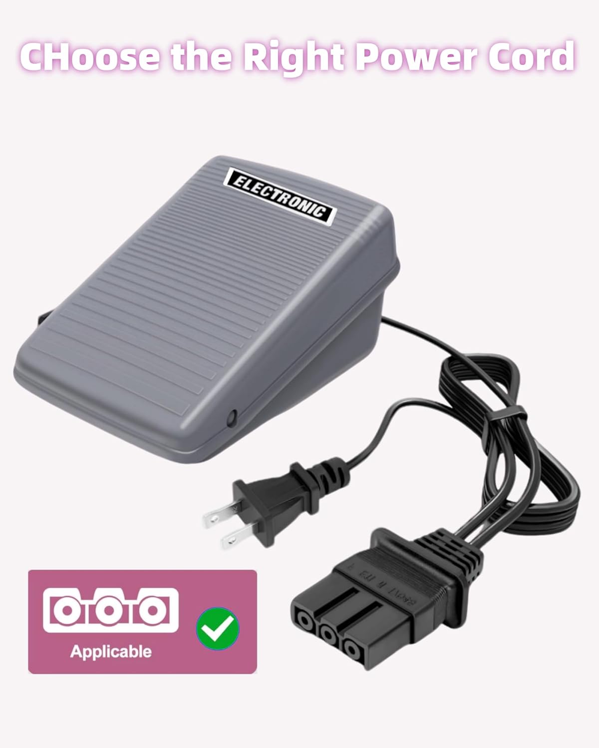Foot Pedal Power Cord Cable Compatible with Brother jx2517 lx3817 xm2701 xl2600 lx3125 lx2500 xl5130 gx37 ls2400 xr3774 ls1520(j00360051),for Brother Sewing Machine Power Cord