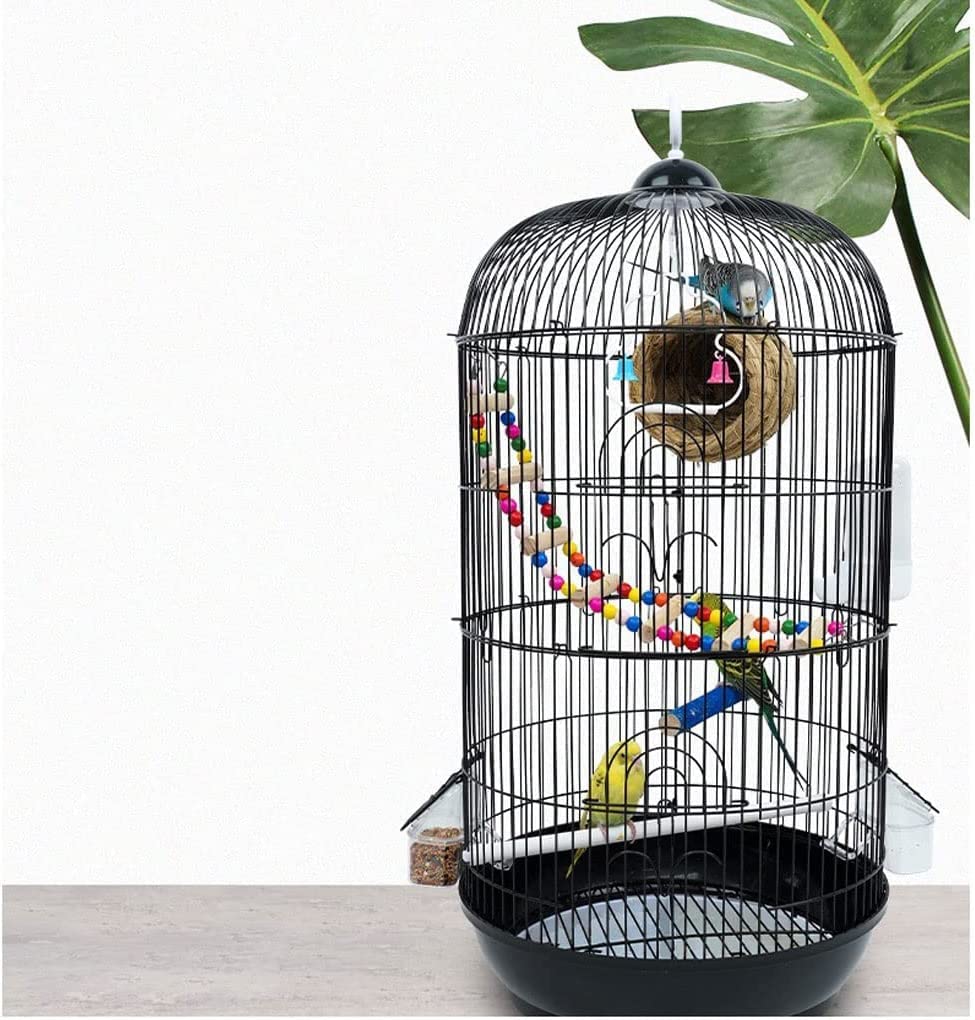 Jaula para pájaros, Jaula para pájaros, jaulas para pájaros Jaula para pájaros Grande de Metal de Lujo, casa Redonda, transportín de Hierro Forjado, transportín portátil y Duradero (Rosa M)