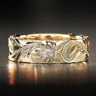 Aesthetic Flower Floral Pattern Rings for Women Wedding Band