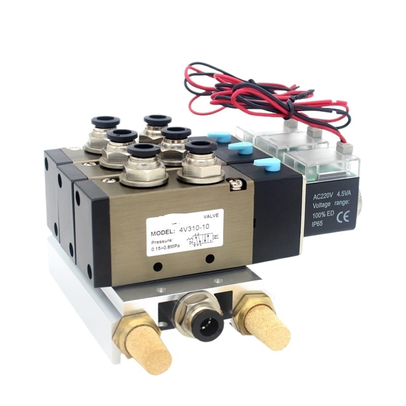 Válvula solenoide 4V310-10 de 8 estaciones con silenciadores base cuádruple AC220V