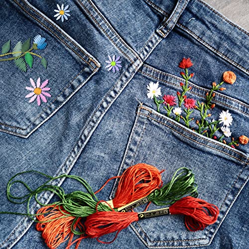 62 Piceses Hand Sewing Stabilizers Boho Moon Phase Wash Away Water Soluble Stabilizer Tear Away Machine Embroidery Stabilizers With Flower Plants Patterns For Embroidery Hand Sewing Lover #TOP6