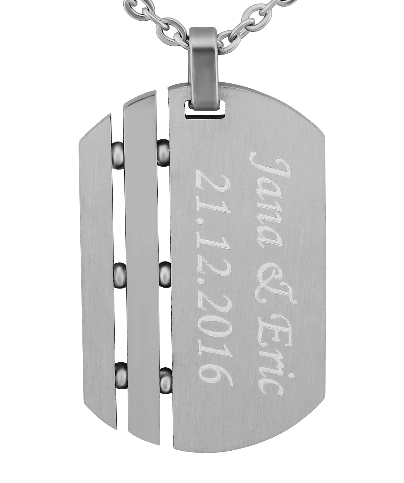 2 Stück Personalisierte Kette mit Gravur Edelstahl 50 cm mit Anhänger Herz Puzzle - Personalisierte Geschenke für Damen Herren Freundin Freund - Partner Halskette für Sie und Ihn