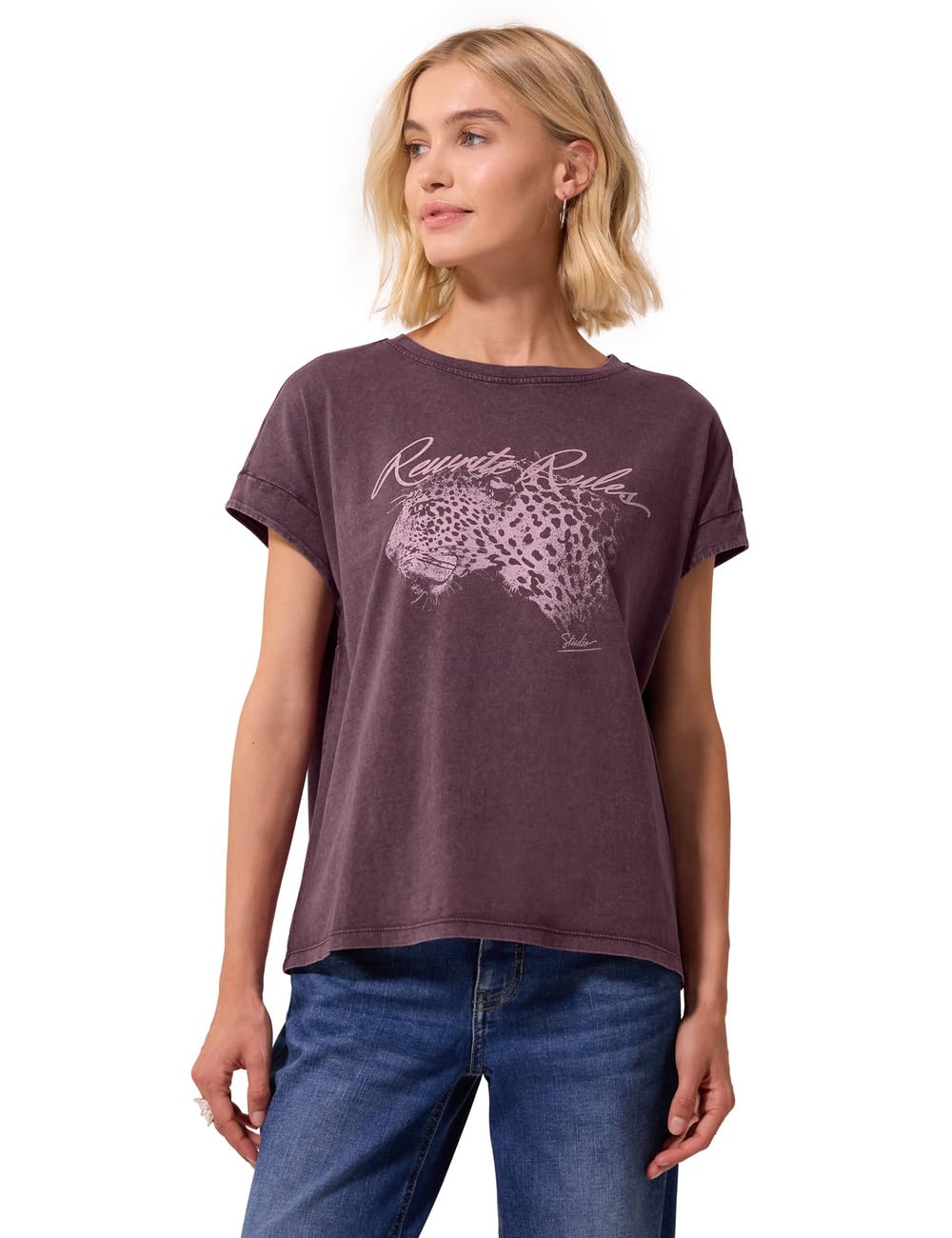 Street One Studio Dropped Shoulder Shirt Washed Look Very Berry 38
