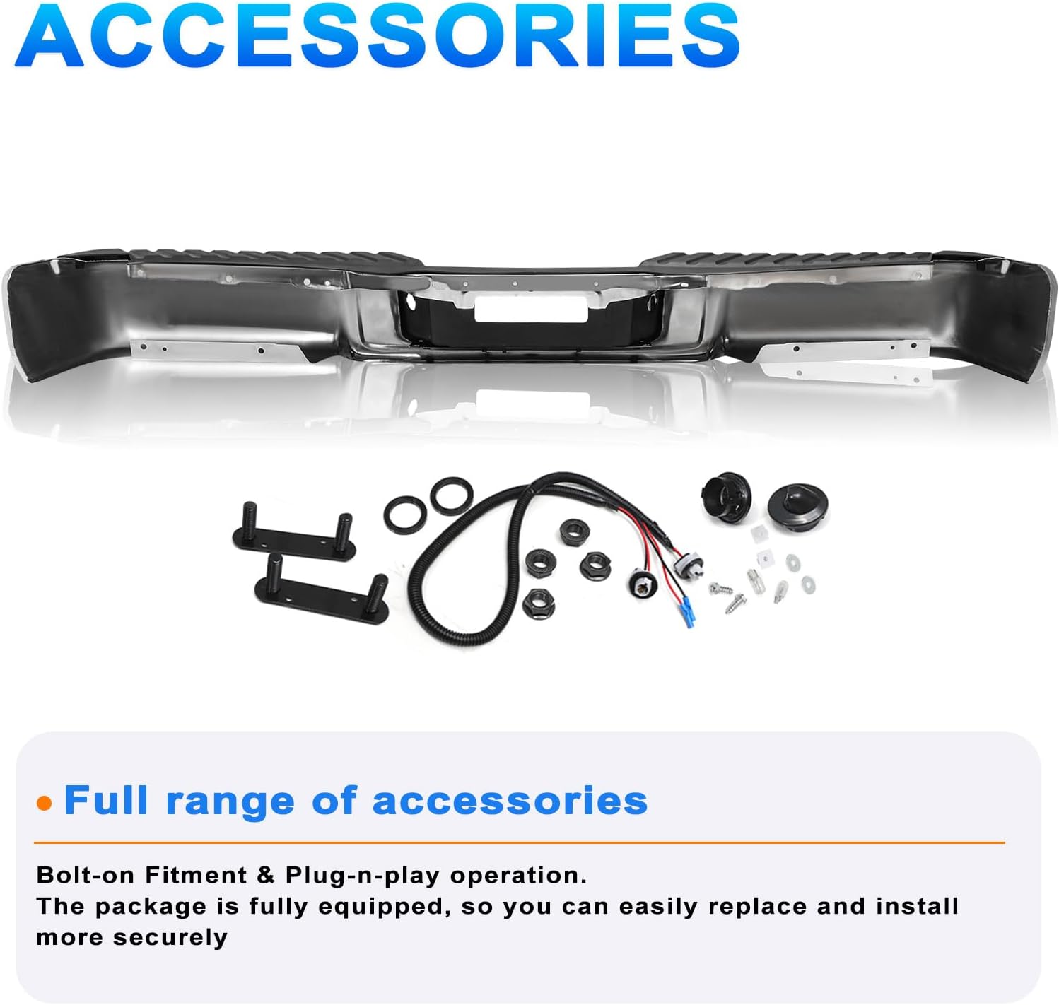 SOCKIR Rear Step Bumper Assembly Fit for 2006-2008 Ford F-150 without Sensor Holes w/o Tow Hitch One-piece Molding Anti-Rust Coating Chrome