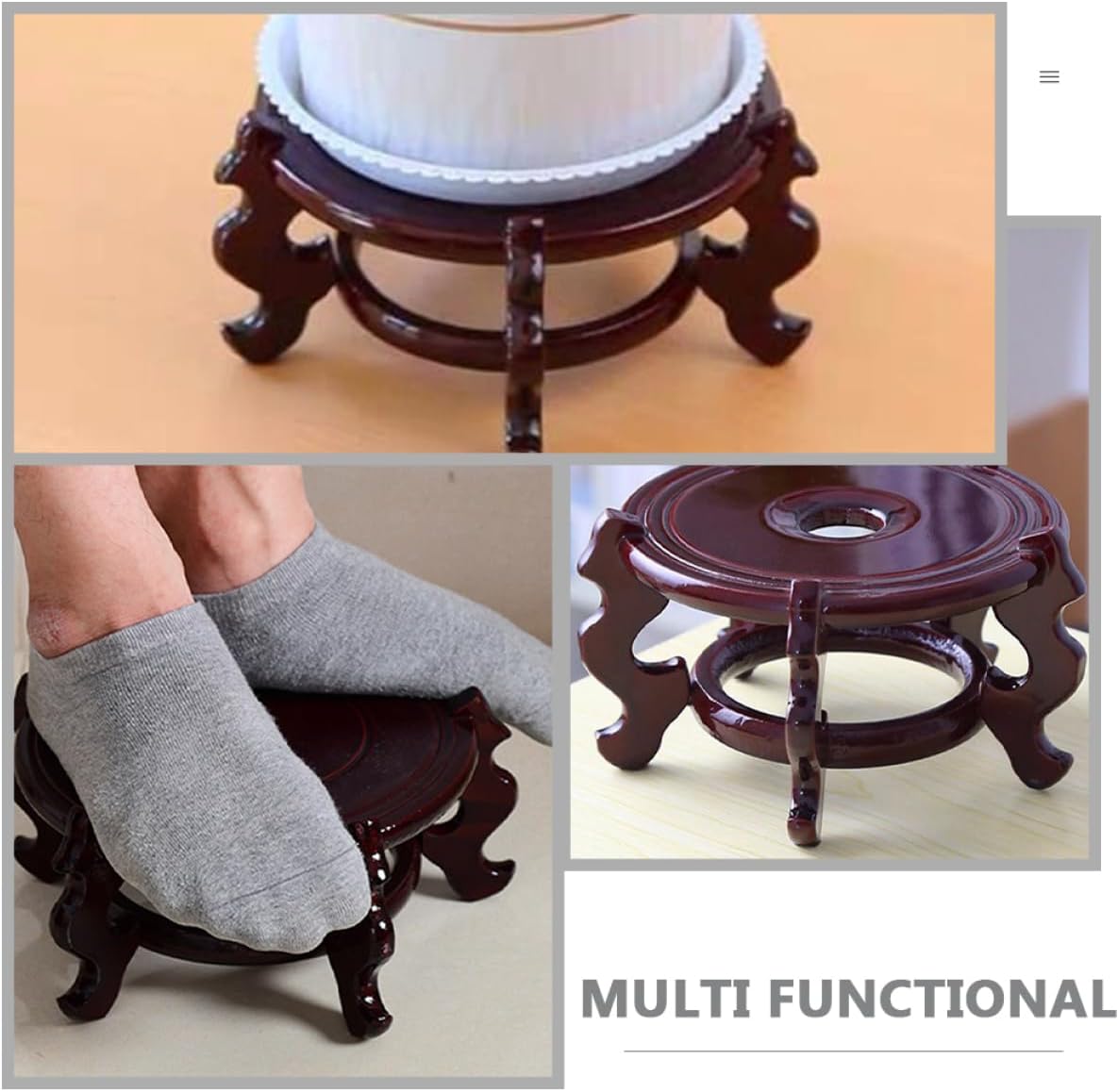 Wood Plant Stand Pedestal Riser for Indoor Decor Flower Pot Base Sturdy Display Stand for Fish Bowls Plants Smooth Edges Easy to Clean Natural Wood Finish