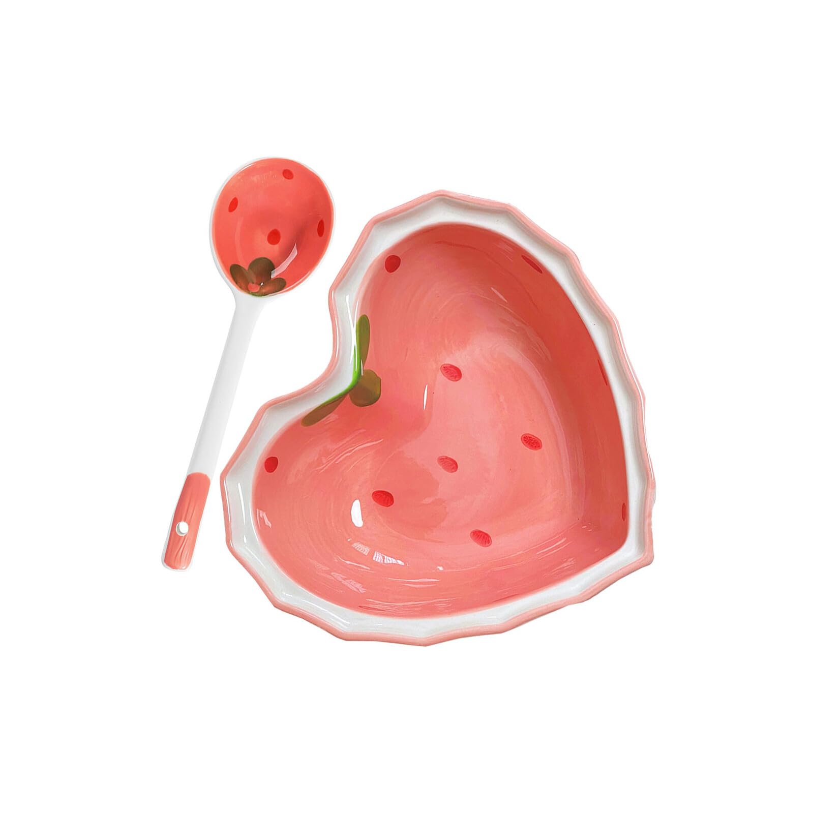 Service Délicat en Céramique Cœur Fraise Art de la Table Maison