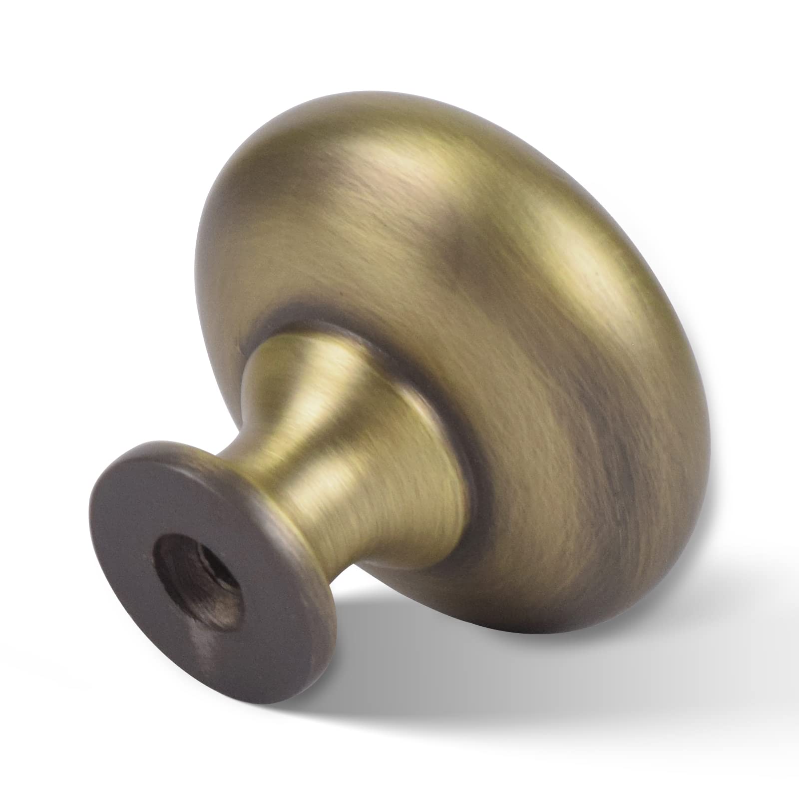 KHTUMEWARE-88304ABB6 Round Knob, Antique Brass, 1-1/4 in (32 mm), 6-Pack in Antique Brass — KHTUMEWARE
