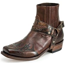 Western Cowboy Boots Men's Buckle Motorcycle Boots Square Toe Ankle Boots Chelsea Boots
