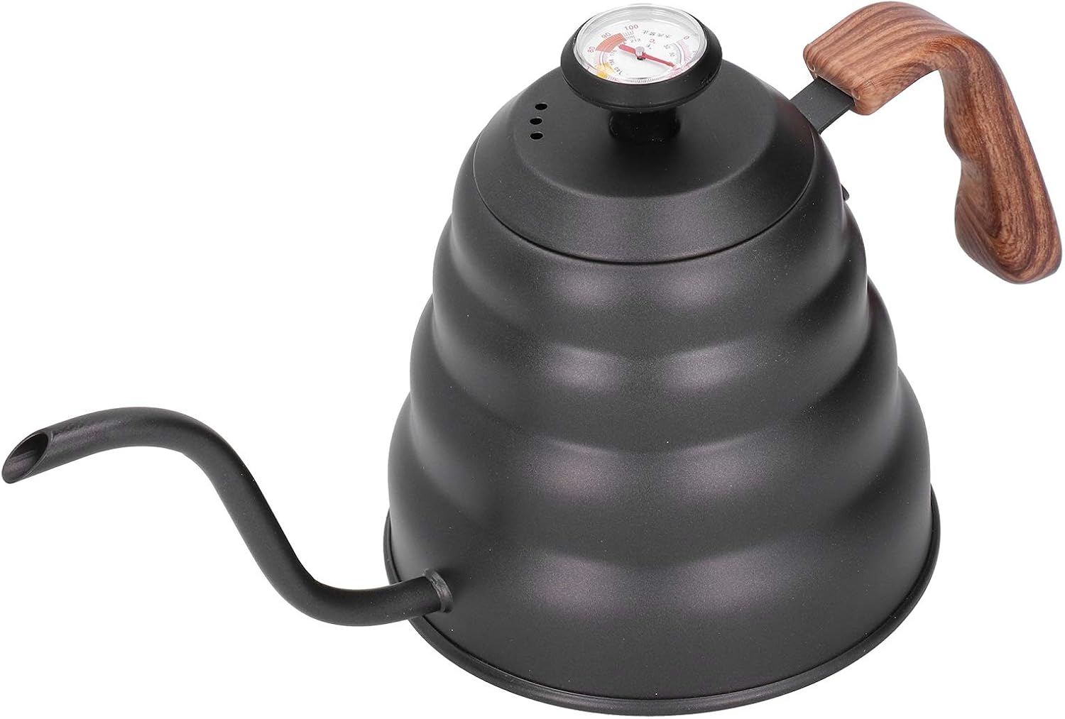 Ymiko 1.2L Stainless Steel Gooseneck Coffee Kettle, Pour Over Coffee Pot with Thermometer and Wood Handle, for and Tea Brewing