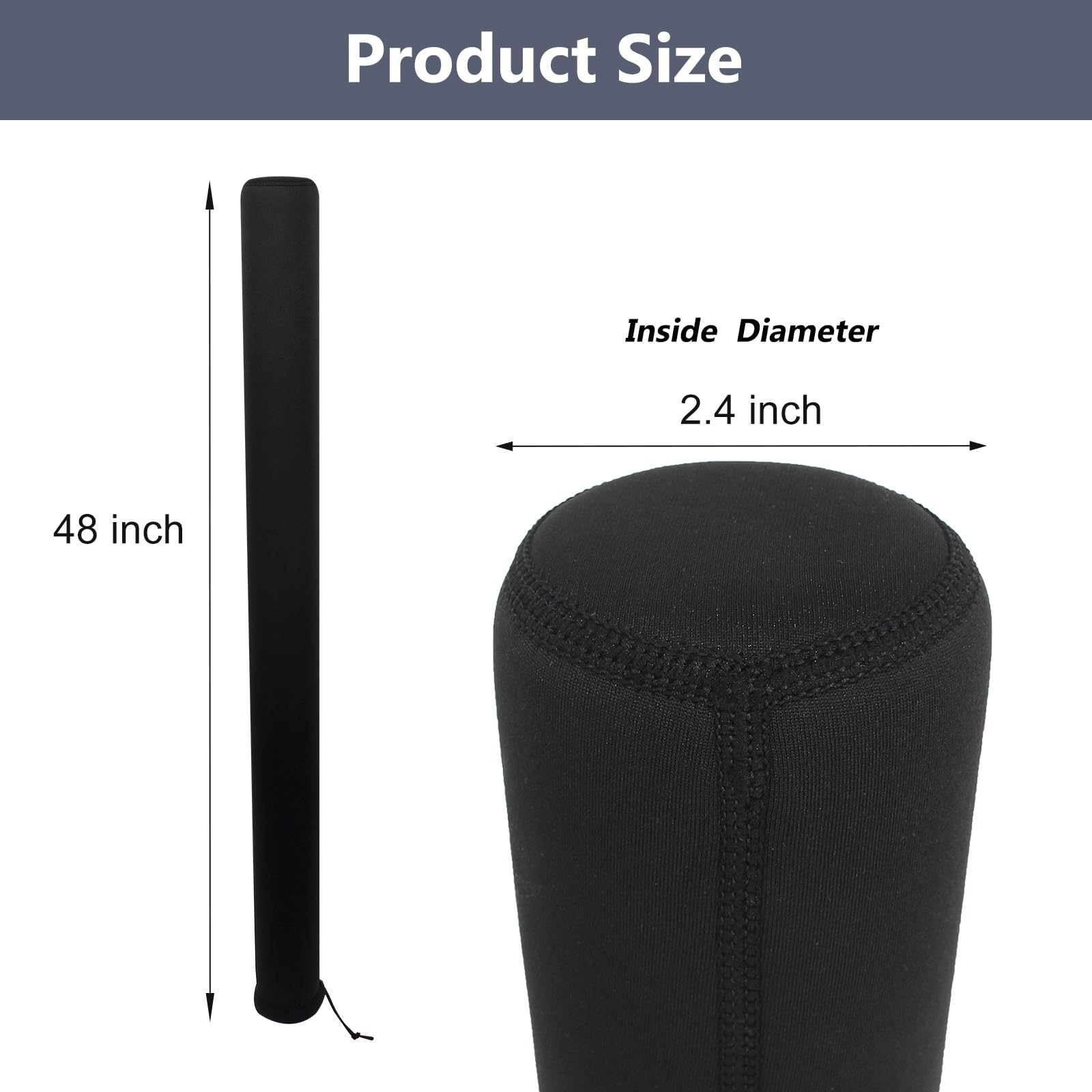 Xumbtvs 48 Inch Boat Trailer Guide Pole Cover, 2 Pcs Neoprene Heavy Duty Marine Trailer Guide Protective Cover for Jet Ski Boat Sailboat Trailer (48 Inch)