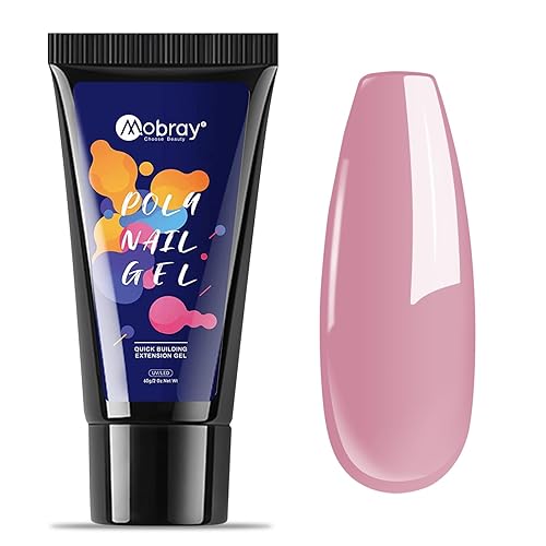 Mobray Gel de extensión de uñas de polietileno de color rosa rosa de 2.16 oz, gel de uñas duro para engrosar la belleza de las uñas, gel acrílico de
