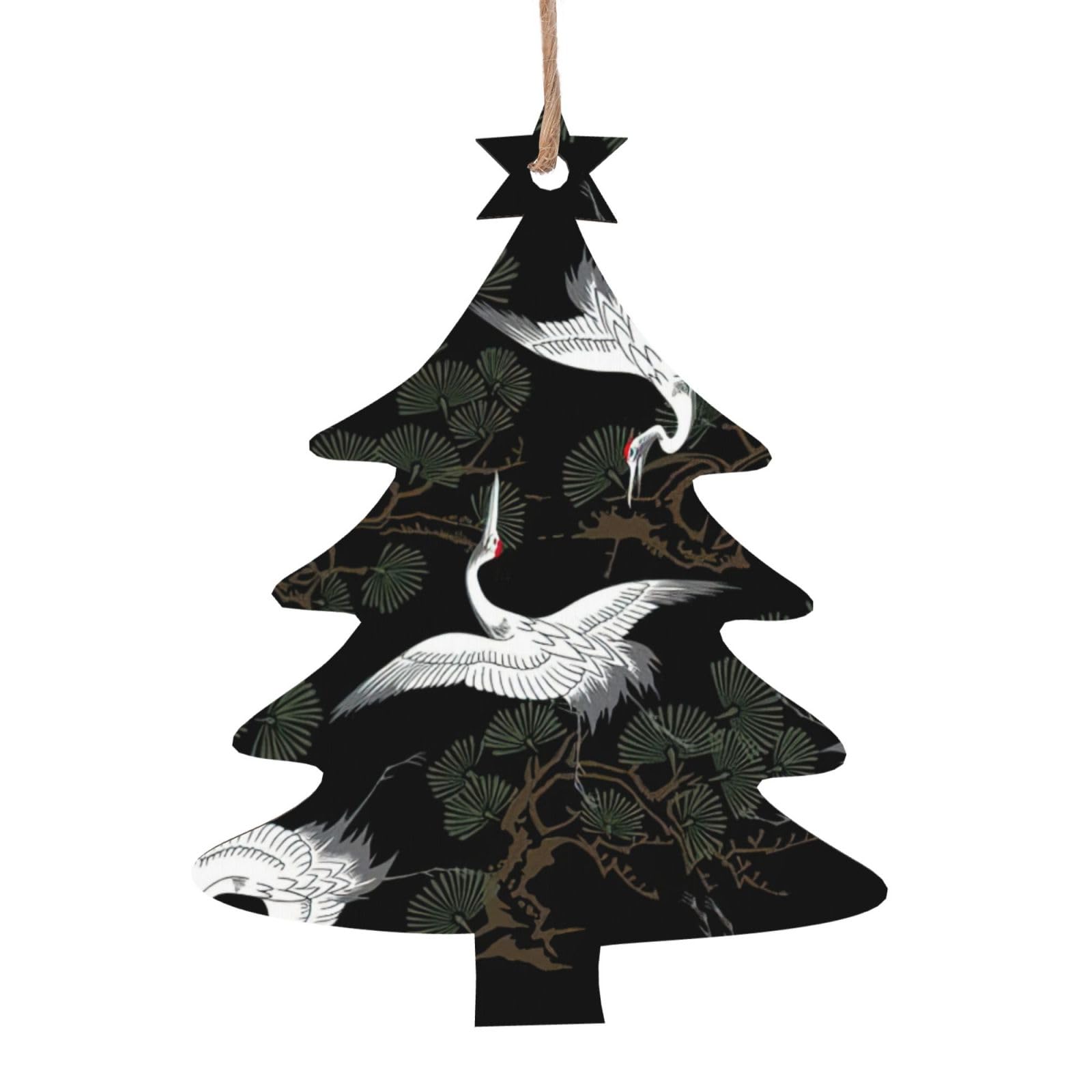 Christmas Wooden Ornaments Shape angel, snowman, Christmas Tree Hanging Embellishments Japanese Crane & Pine