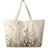 Bolso de mujer de gran tamaño, lona con cremallera estética reutilizable bolso de hombro único