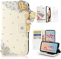 Vista 11 de STENES Bling SSBLDwSPSeries-15 - Funda de piel con tapa y protector de pantalla, diseño 3D hecho a mano