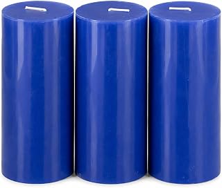 Dinil Blue Pillar Candles 3x6 Inch, Set of 3 Unscented Dripless Smokeless Candles, 65+ Hour Burn Time for Wedding Centerpiece, Dinner Table & Home Decor