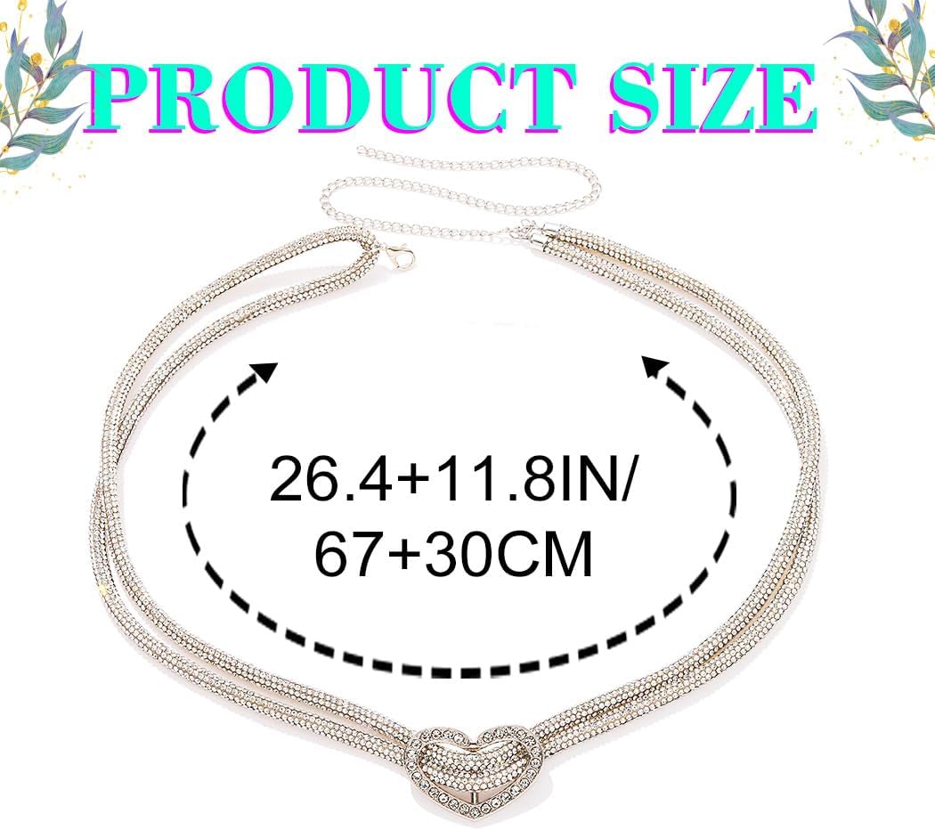 REETAN Rhinestone Belt Silver Dress Fashion Rave Belts for Women