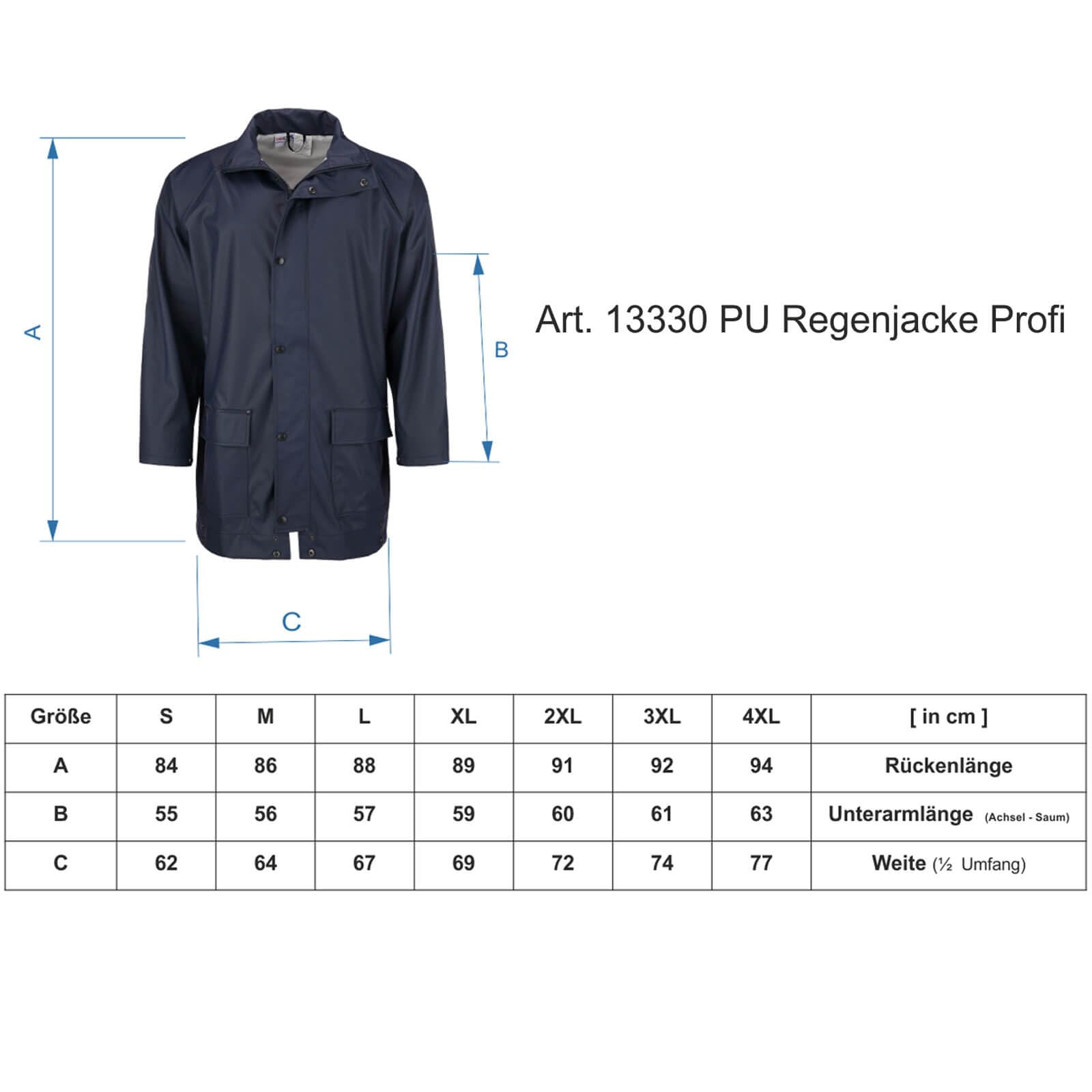 modAS Unisex PU-Regenanzug Profi - Set aus Regenjacke und Regenhose winddicht wasserdicht