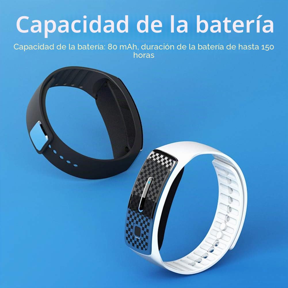Pulsera Repelente DE Ajustable Modaza DE Muñeca Repelente Ultrasónica, 150H USB RECARGEBLE REPELLENTE DE INSECTOS, Bandas DE Mosquitos, Pulsera Anti -Mosquitos para Niños para