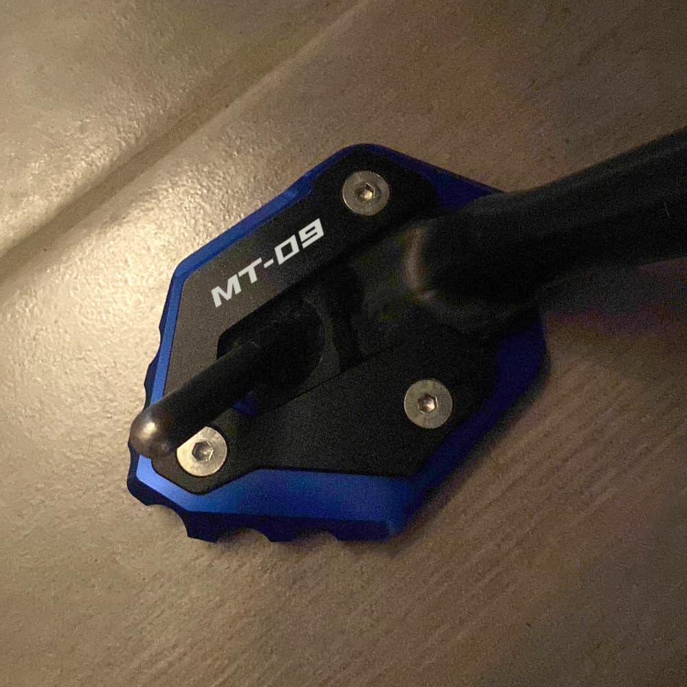 MOWOK Extension Béquille Latérale Moto Yamaha MT-09 - Aluminium CNC Bleu, 2021-2024