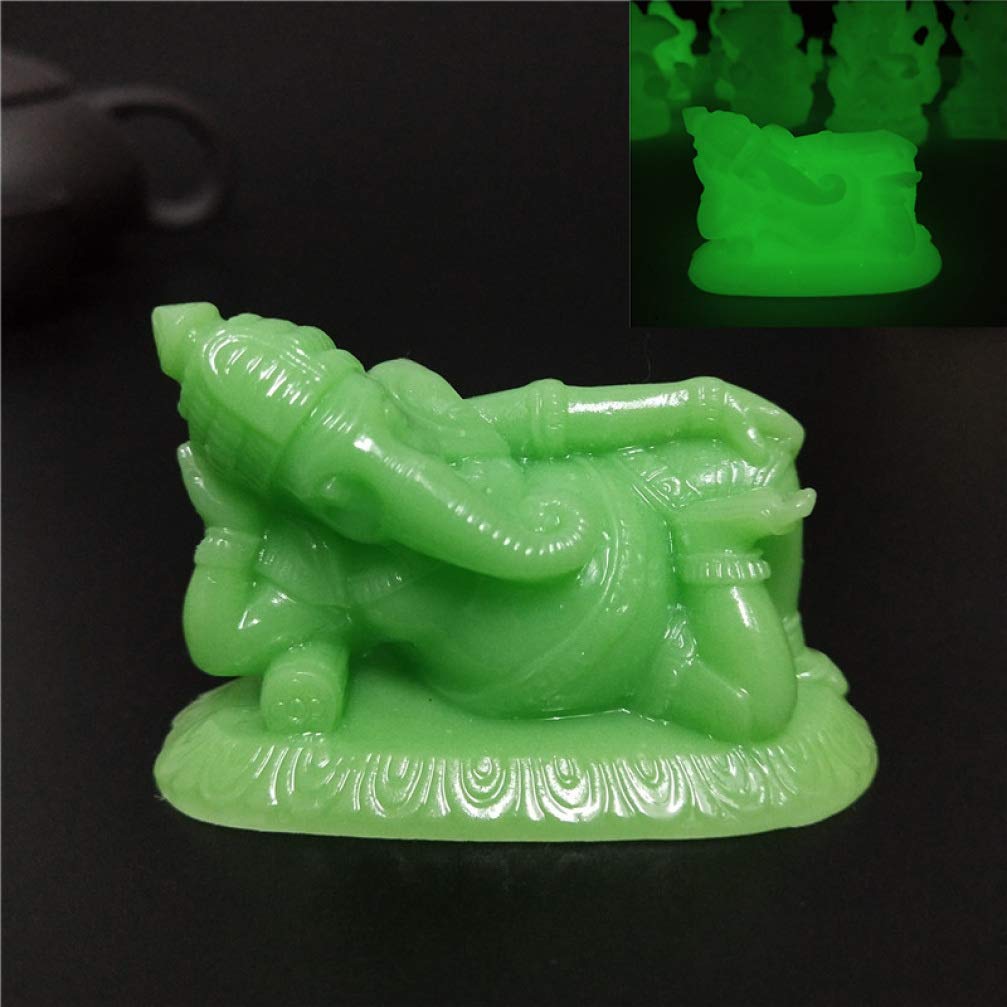 ZSML Statue Ornaments Glowing Lying Ganesha Buddha Statue Indian Elephant God Sculpture Figurines Home Lucky Decoration Ornaments