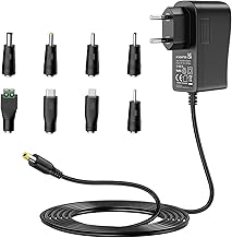 5V 2A Power Supply, 5V 2A AC DC Charger with 8 DC Sockets for 5V Electronics such as Tablet, Phone, USB Hub, CCTV Camera, 2000mA Max