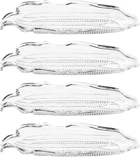 Abaodam Herramientas 4pcs Bandeja de maíz de plástico Plato de maíz Bandeja de servicio transparente Cob Vajilla apilable Placa de maíz transparente