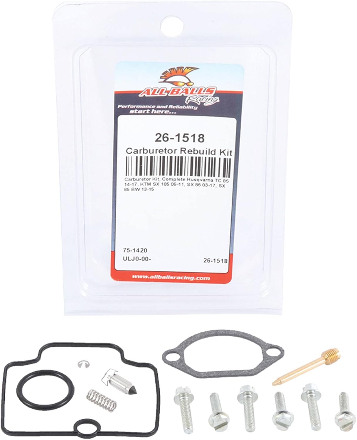 All Balls Racing 26-1518 Carburetor Kit, Complete Compatible with/Replacement For Gas-Gas MC85 1916 2021, Husqvarna TC 85 2014-2021, TC 85 BW 2019-2020, KTM SX 105 2004-2011, SX 85 2003-2022