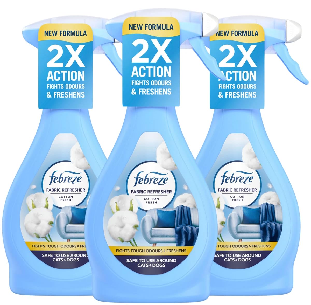 3 X 385ml Febreze Fabric Refresher Spray - Cotton Fresh