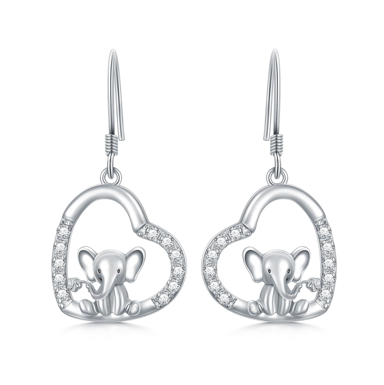 ROMANTICWORK Pendientes de aro colgantes de plata de ley 925 con diseño de conejo/gato/mapache/lobo/abejas para mujeres y niñas