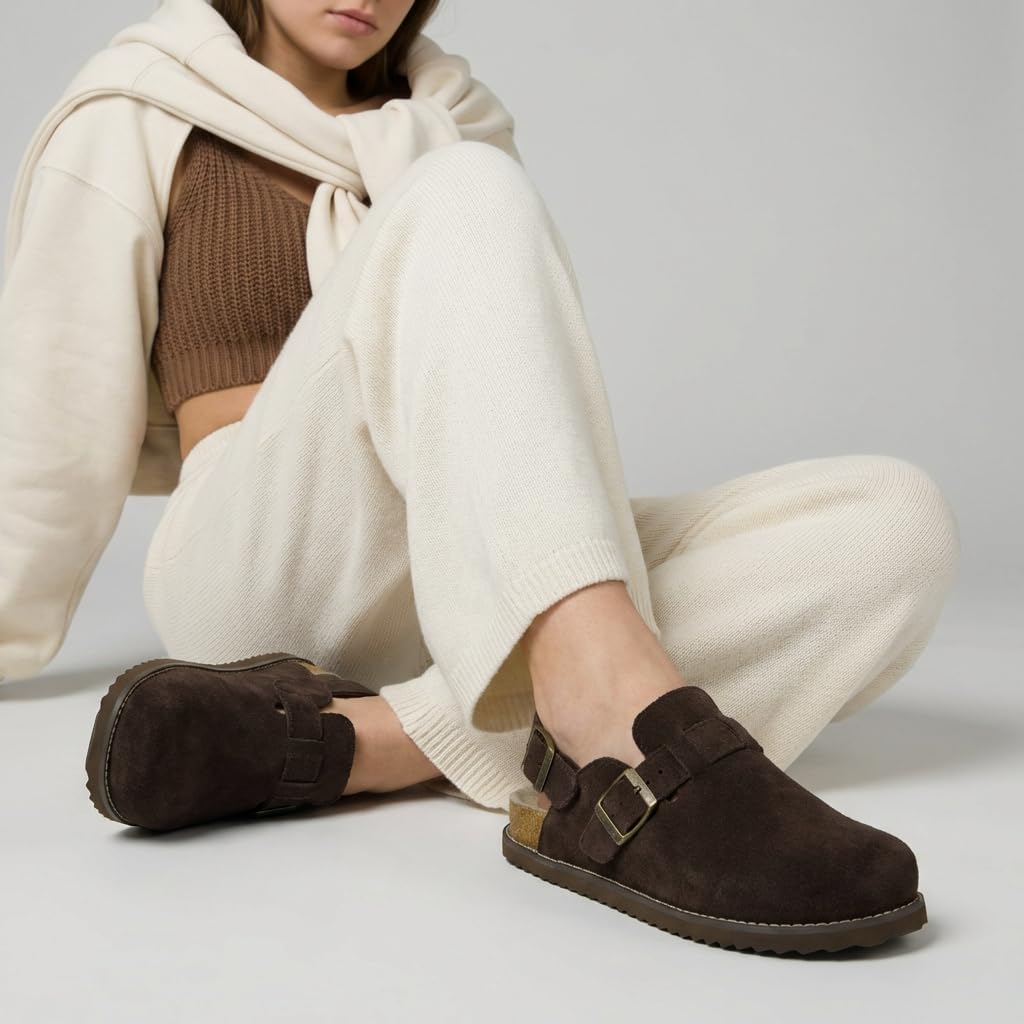 CUSHIONAIRE Brooklyn Suede Womens Slides– Comfortable Clog Mules with Adjustable Buckles – Summer Shoes for Women - Image 7