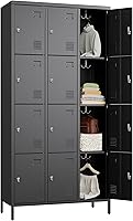 METAN 12-Door Black Metal Steel Locker Cabinet for School Office Gym - Heavy Duty Lockable Storage, 72"H Assembly Required