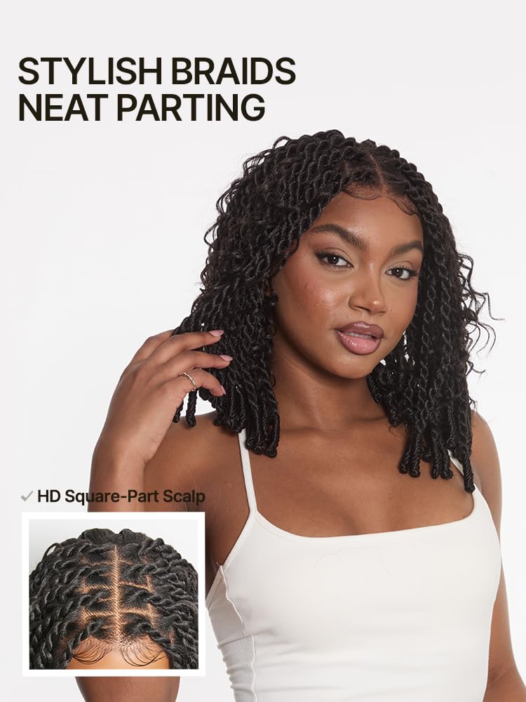 Frodio Veralux Fiber 13x5 HD Lace Front Boho Knot Twist Bob Wig