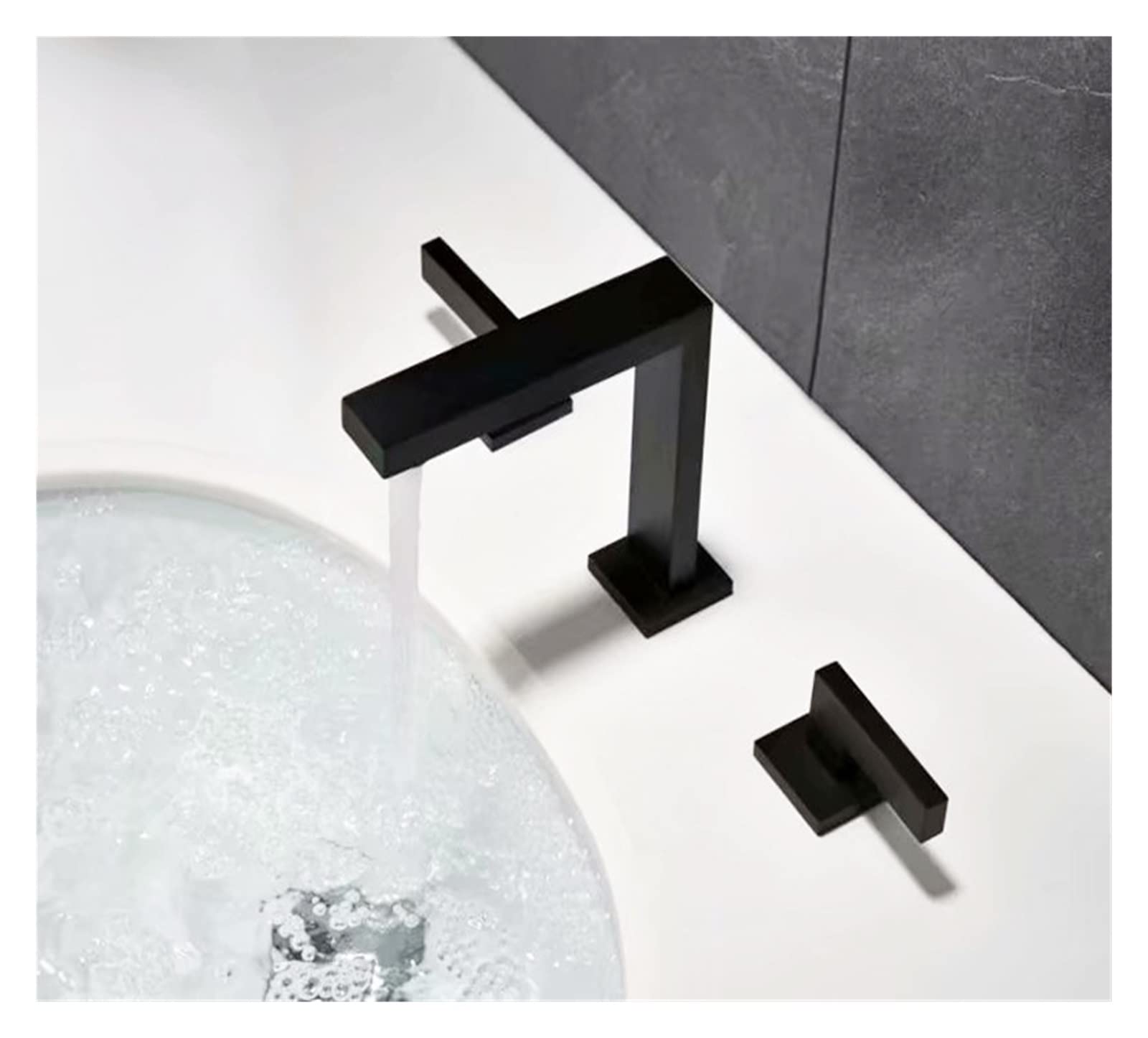 Mélangeur d'eau brosse en laiton robuste robinet de luxe noir trois trous