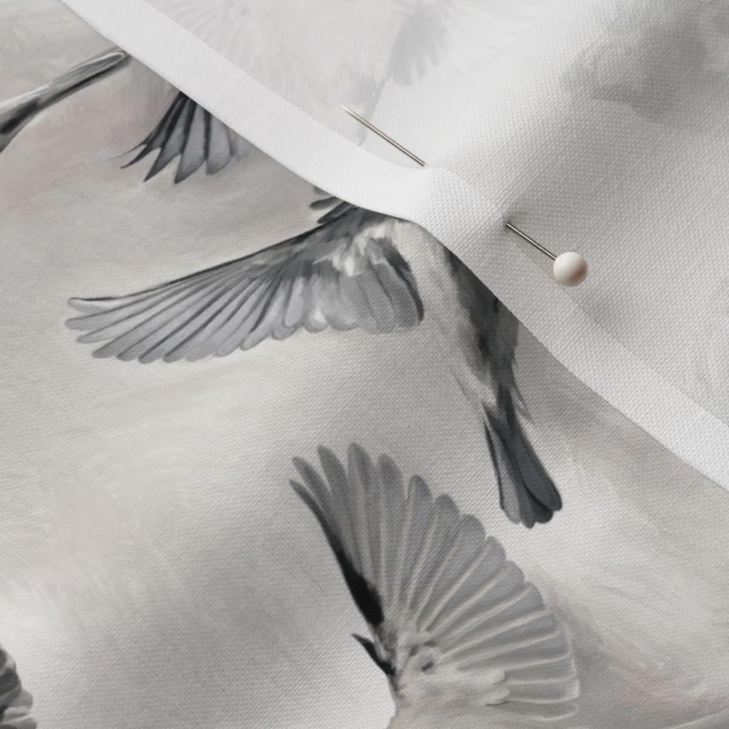 Spoonflower Fabric - Sparrow Flight Monochrome Small Birds Painted Flying Black White Printed on Petal Signature Cotton Fabric by The Yard - Sewing Quilting Apparel Crafts Decor