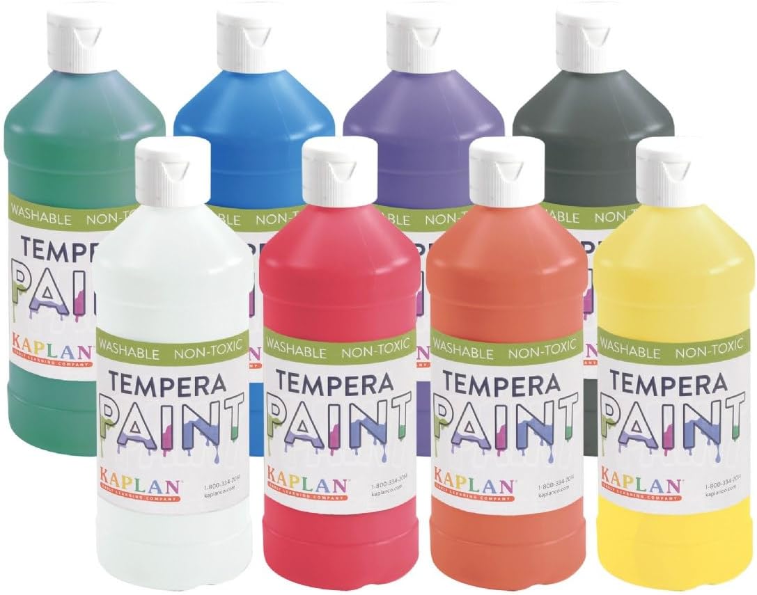 Kaplan Early Learning Washable Tempera Paint - 16 oz. - Set of 8