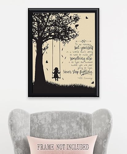 Vista 68 de To Be Nobody But Yourself - E.E. Cummings 11x14 Unframed Motivational Wall Art - Literature Book Posters for English Classroom, Home Office or