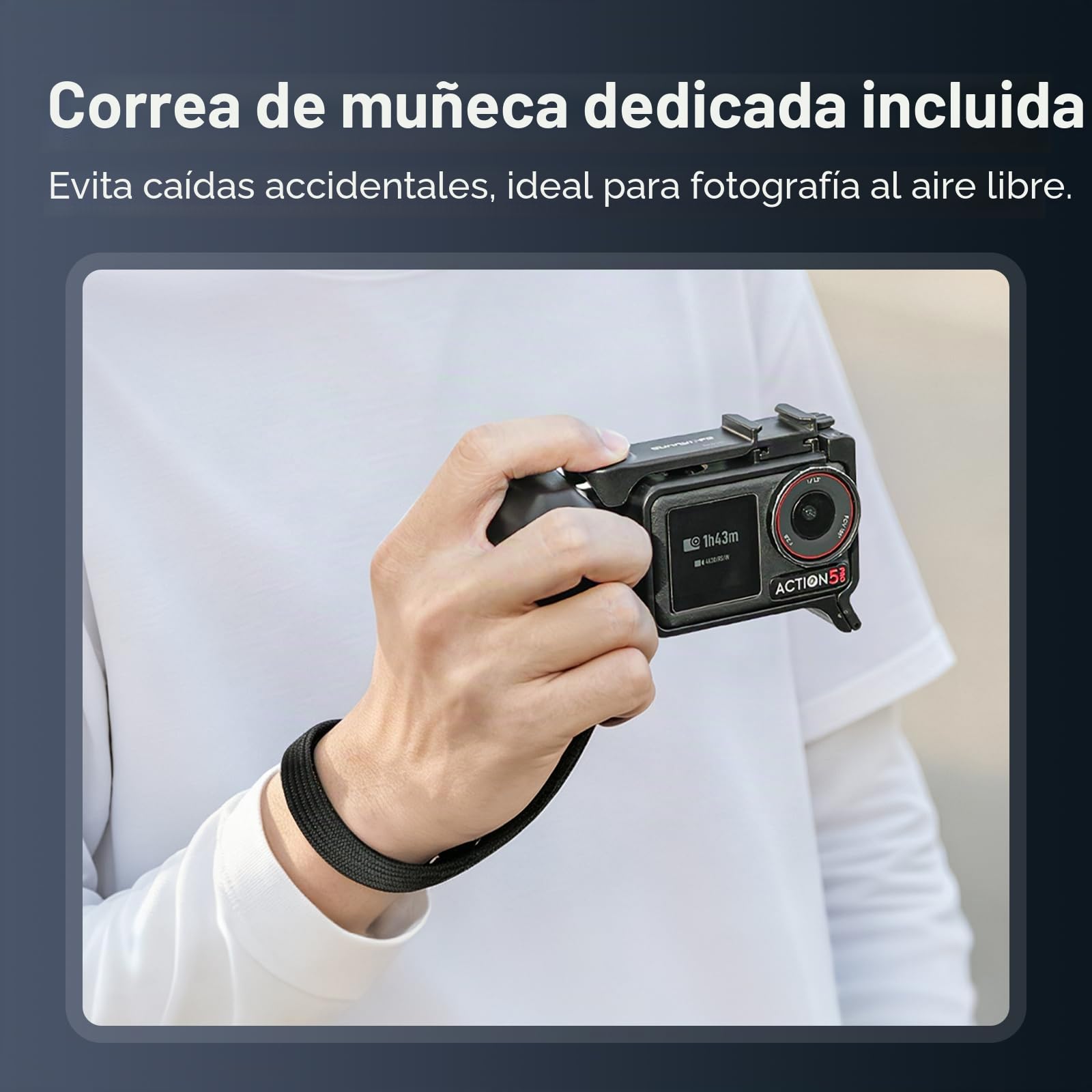 Kit de agarre Gdraco Xplorer para DJI Osmo Action 5 Pro/4/3, jaula de cámara con agarre lateral compatible con Action 5 Pro/4/3