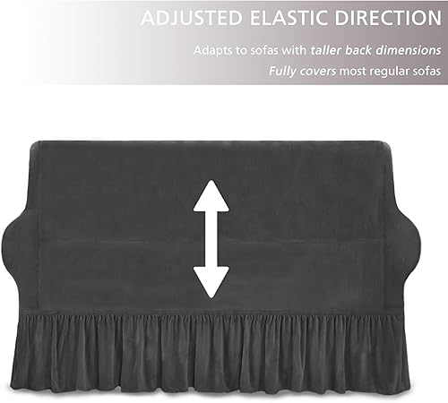 Miniatura 5 de NICEEC Funda para sofá biplaza, súper suave, 1 pieza, color gris, elástica, universal, de elastano, para sala de estar, fácil ajuste, lavable,