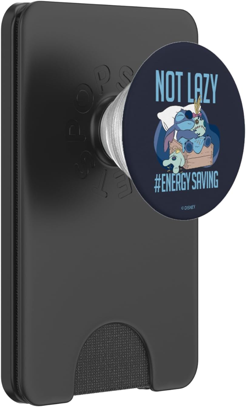Disney Lilo & Stitch Not Lazy Energy Saving PopSockets PopWallet for MagSafe
