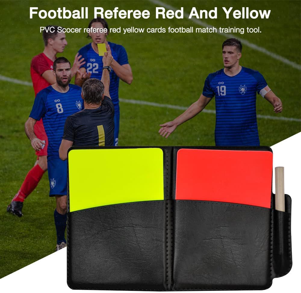 Juego de Tarjetas de árbitro Deportivo de fútbol, Tarjeta roja PCV, Tarjeta Amarilla con Accesorios para bolígrafo y Estuche, Libros de puntuación, Juegos de fútbol