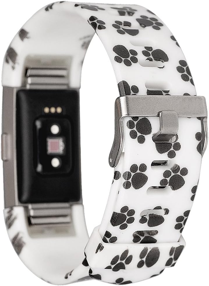 RedTaro Bands Compatible with Fitbit Charge 2, Replacement Accessory Wristbands(Paw Print, Small)