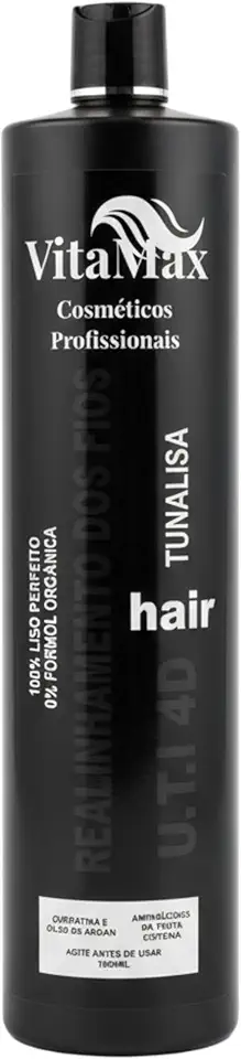 Progressiva Sem Formol 1000ml VitaMax Profissional – Alisamento Orgânico, Realinhamento Capilar para Todos os Tipos de Cabelo, Com Óleo de Argan, Queratina e Aminoácidos [Uso Profissional e Doméstico]