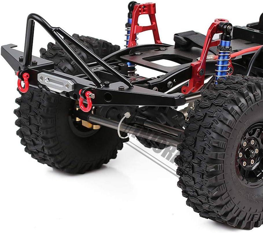 INJORA RC Front Bumper Metal Front Bumper Set RC Accessory for 1:10 RC Crawler Axial SCX10 and SCX10 II 90046 90047 (Black)
