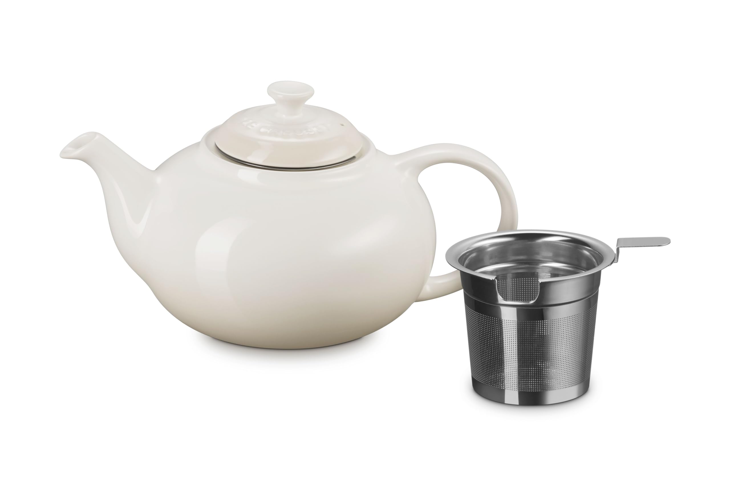 Le Creuset Stoneware Teapot with Stainless Steel Infuser, 1.3l, Meringue