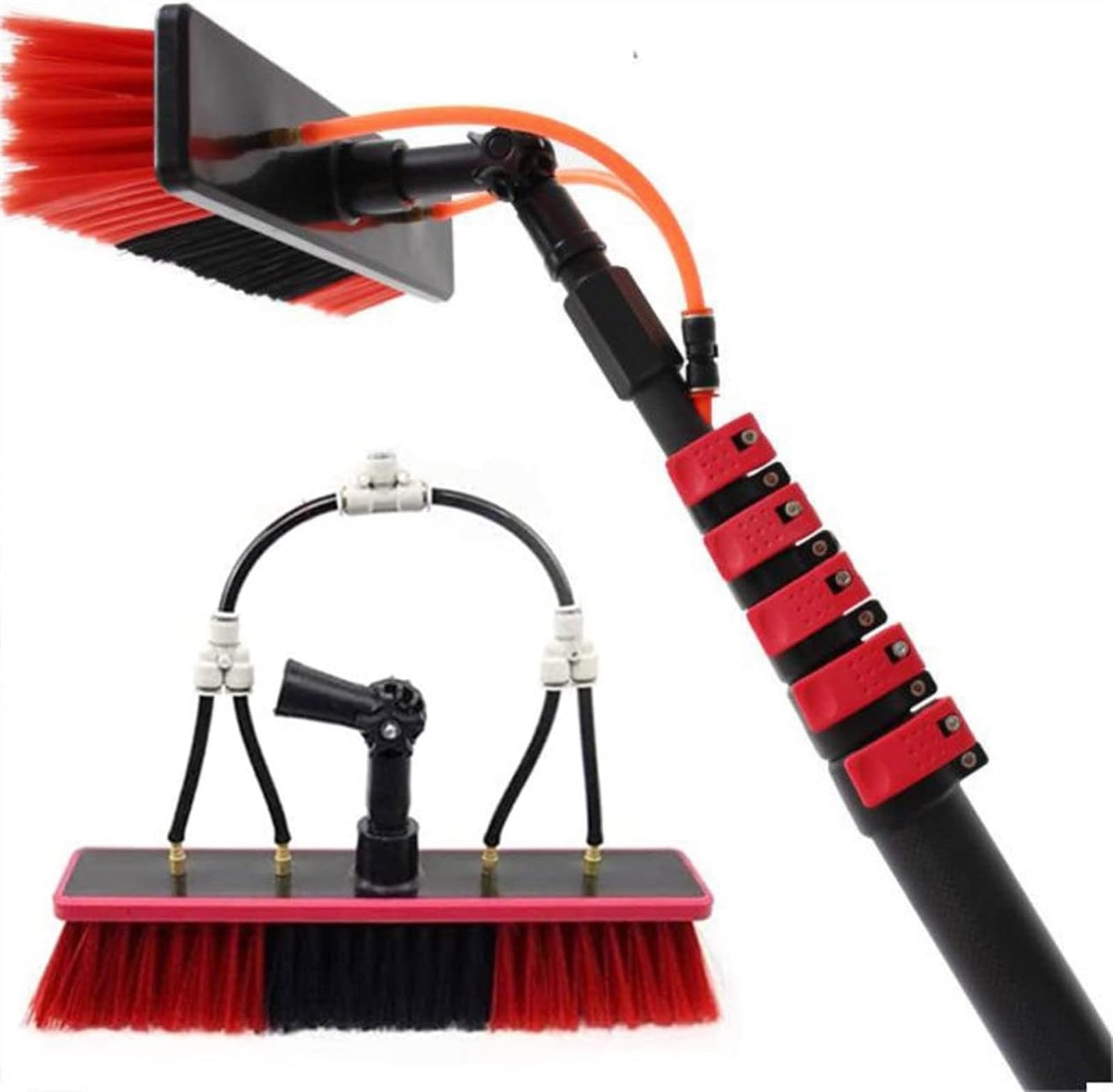 GTHTUHFD Water Fed Pole Kit, Water Fed Brush Extension Pole, Water Fed Cleaning System, Window Cleaning Brush Equipment For Caravan Solar Panel Deck,12ft/3.6m