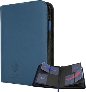 Card Guardian - 4 Pocket Premium Binder for 160 Cards (Blue) | Zipper Closure and Side Loaded Pockets | Compatible with Trading & Sports Cards including Magic the Gathering, Yugioh, Baseball Cards