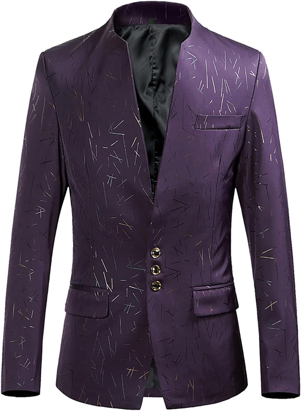 SoptoToxodo Mens Handsome Crewneck Single Breasted Wedding Banquet Dinner Suit Jacket
