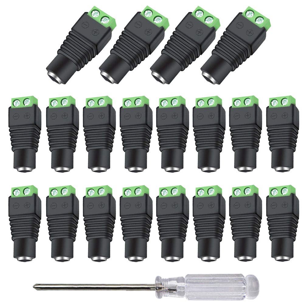 40 Connettori DC Femmina 12V/24V 2.1x5.5 Mm Con Morsetti A Vite – Per LED, CCTV E Alimentatori